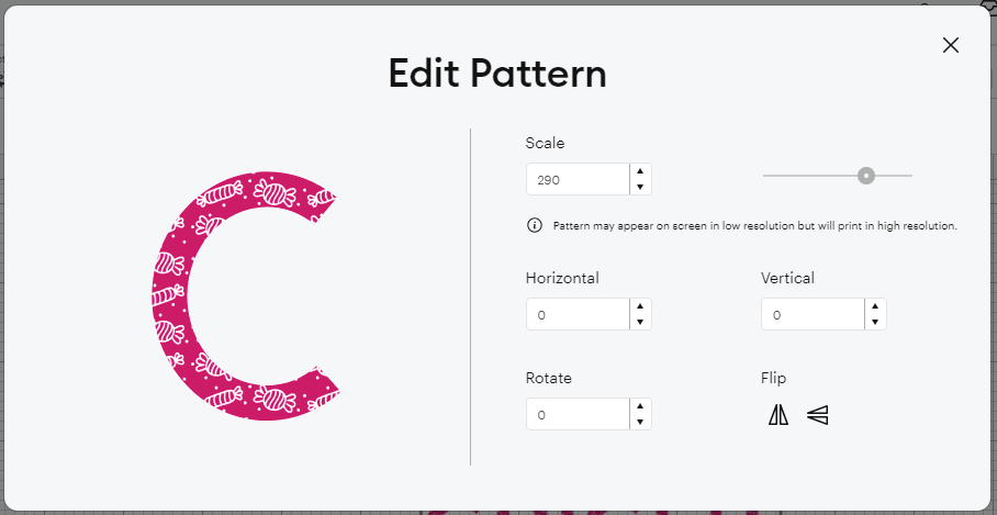 edit pattern in cricut design space
