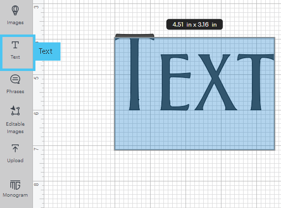 text tool in Cricut Design Space