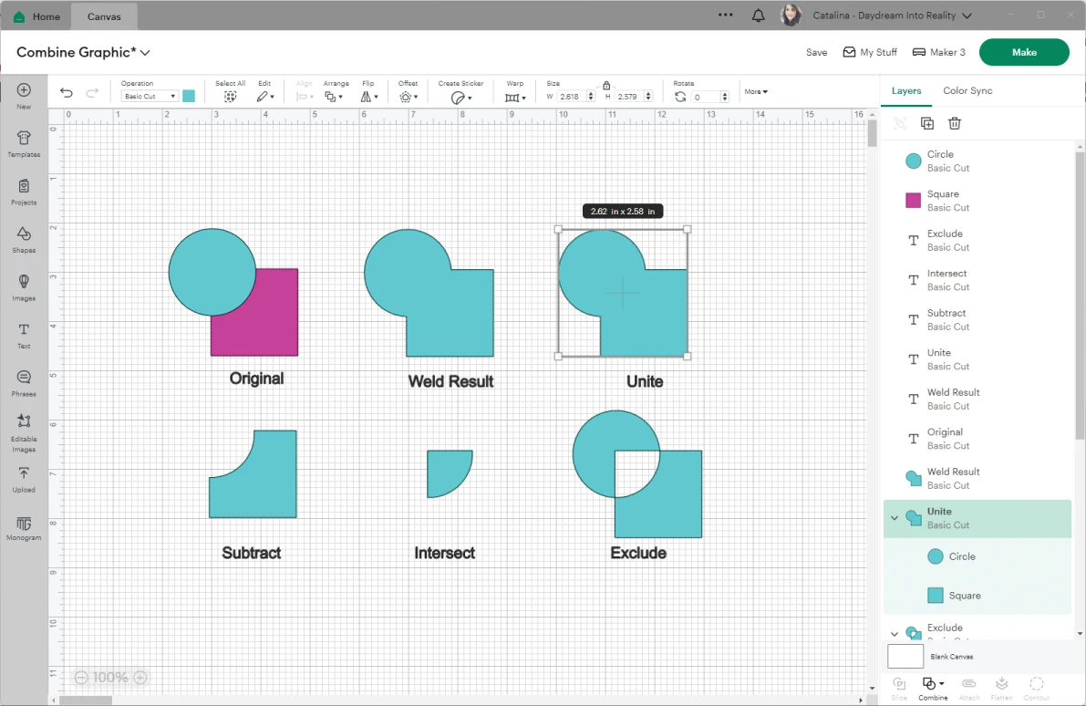 combine graphic in cricut design space