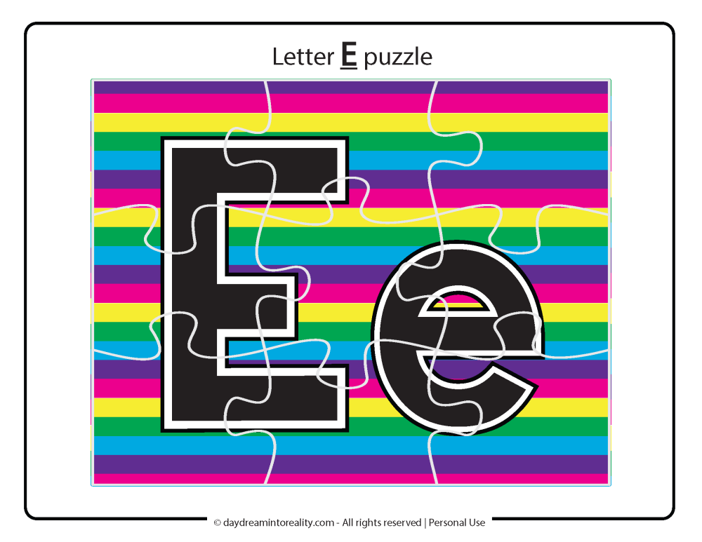 Letter e worksheet free printables. Puzzle uppercase and lowercase e