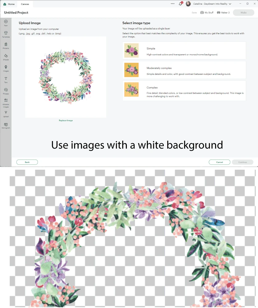 images that are suitable to upload in design space.
