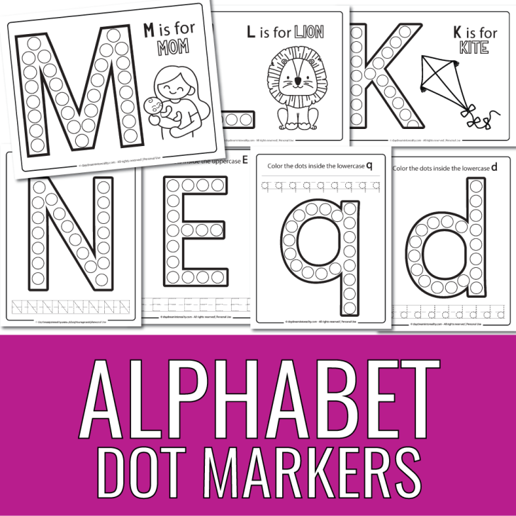 Alphabet (A-Z) Dot Marker Free Printable Worksheets - Color & Trace!