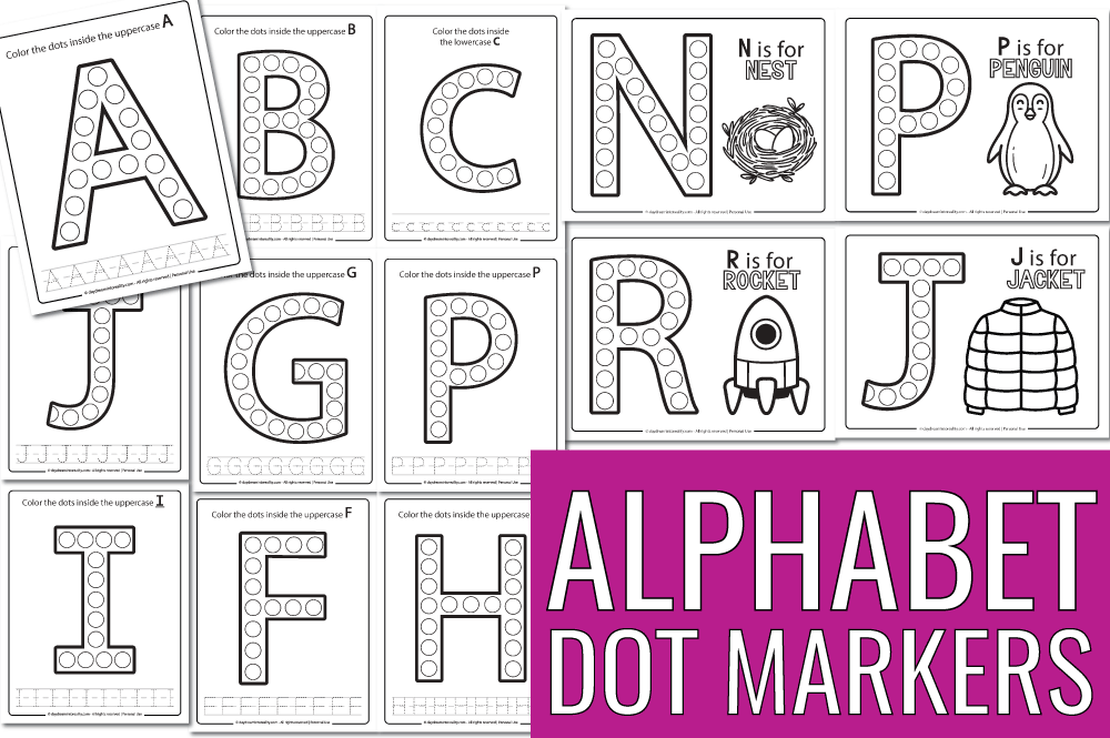 Alphabet (A-Z) Dot Marker Free Printable Worksheets - Color & Trace!
