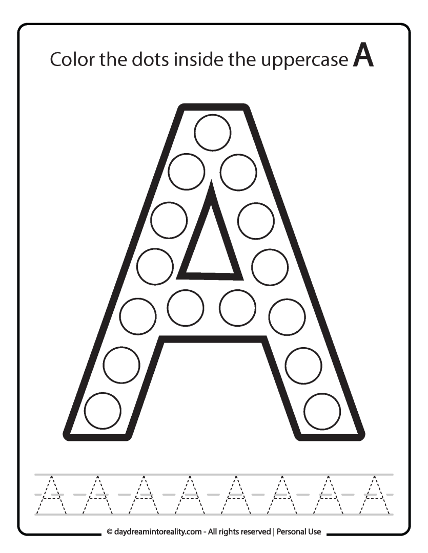 Free PDF Alphabet Dot Marker Worksheets – Color & Trace! – Daydream ...