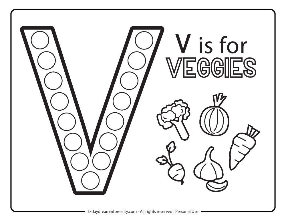 Letter "v" Dot Marker Worksheet Free Printable activity for kids (preschool, kindergarten)