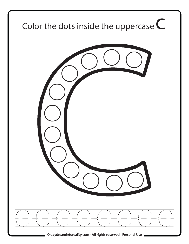 Free Alphabet Dot Marker Worksheets – Color & Trace! – Daydream Into ...