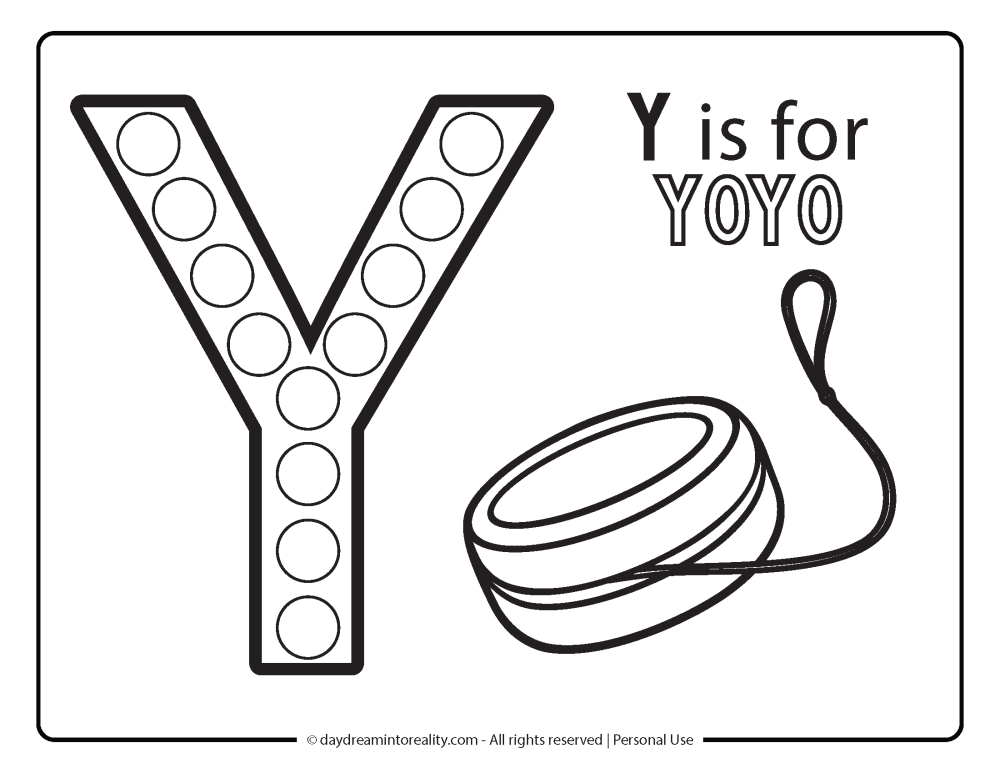 Letter "y" Dot Marker Worksheet Free Printable activity for kids (preschool, kindergarten). Y IS FOR YOYO