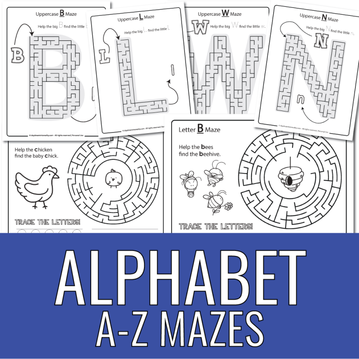 Alphabet mazes pdf from a - z free printables