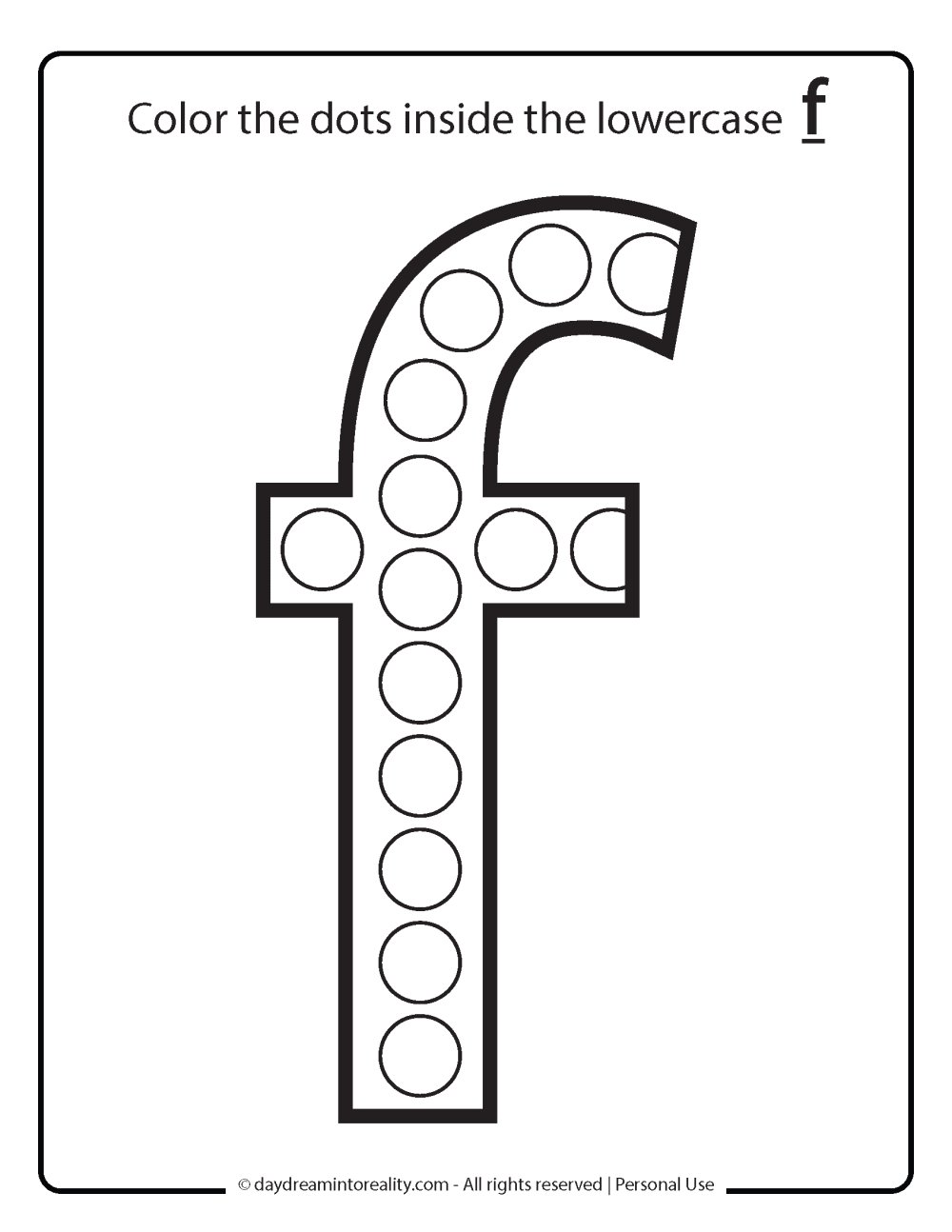 Dot marker worksheet Letter F Free Printable.