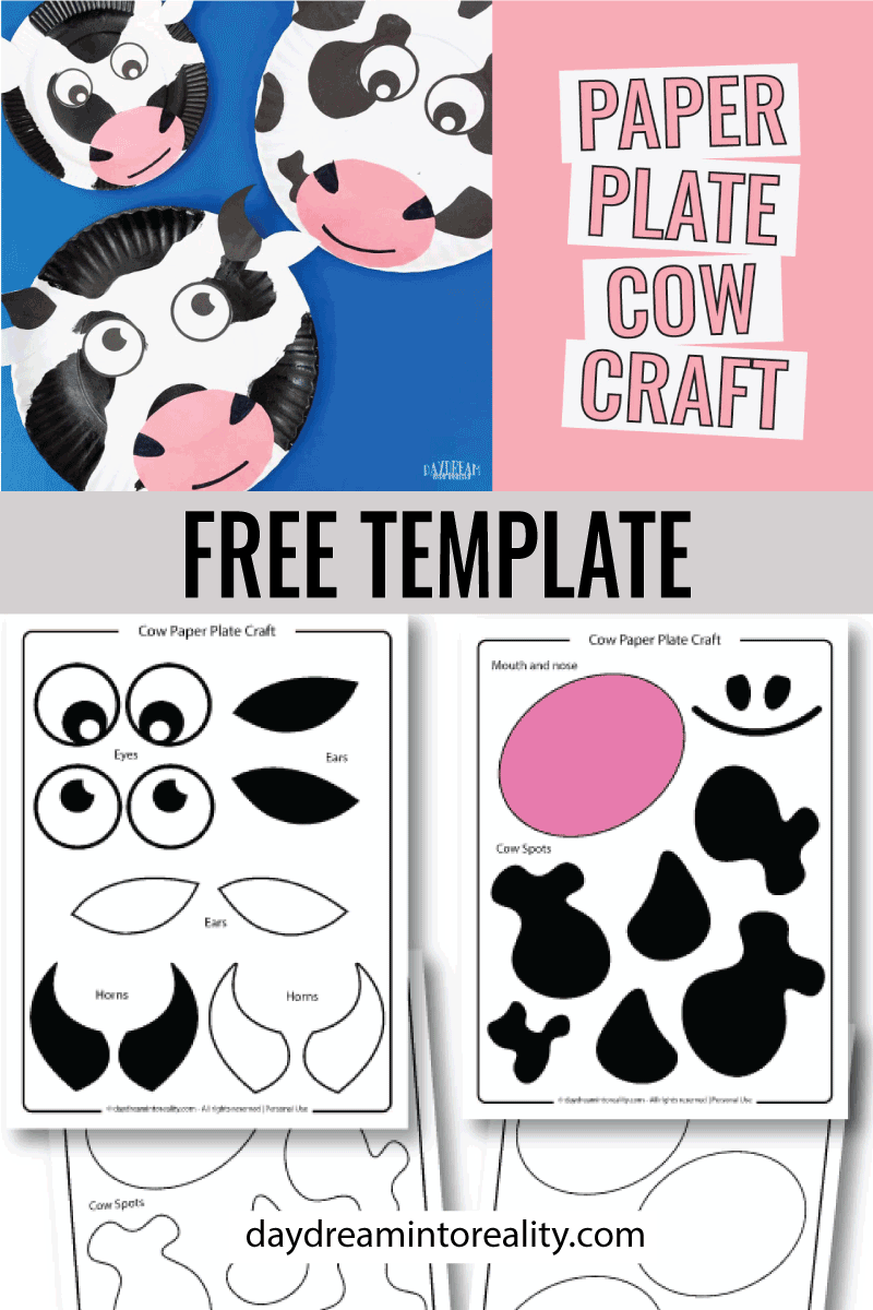 Paper Plate Cow crat tutorial Pinterest image