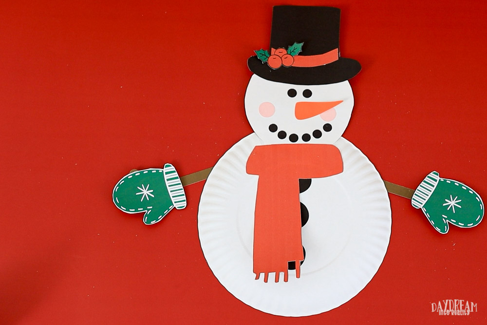 final snowman paper plate craft for kids