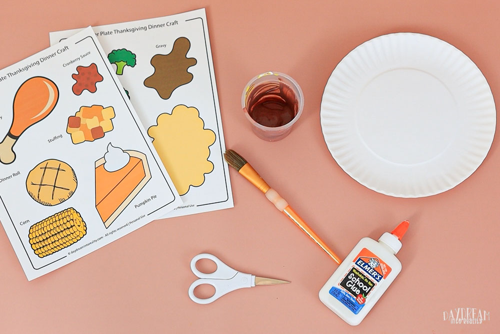 materials for paper plate thanksgiving dinner craft free printable