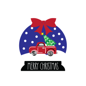 Christmas Free SVG_Christmas truck in snowglobe