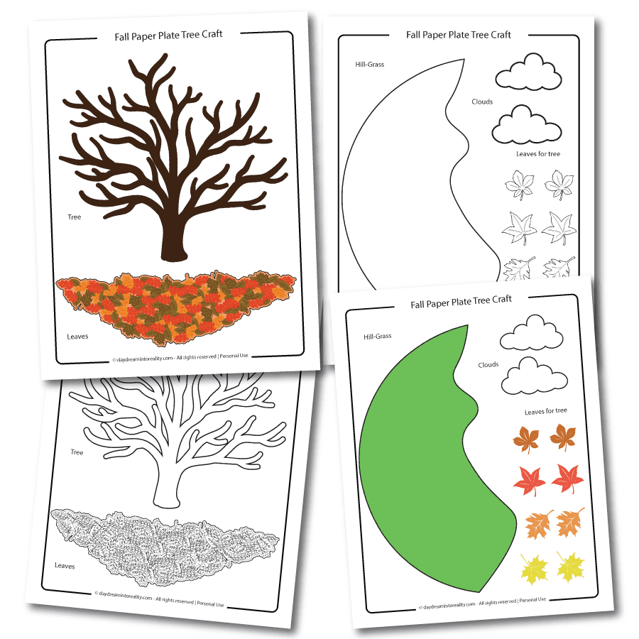 free paper plate fall tree craft for kids pdf template to download