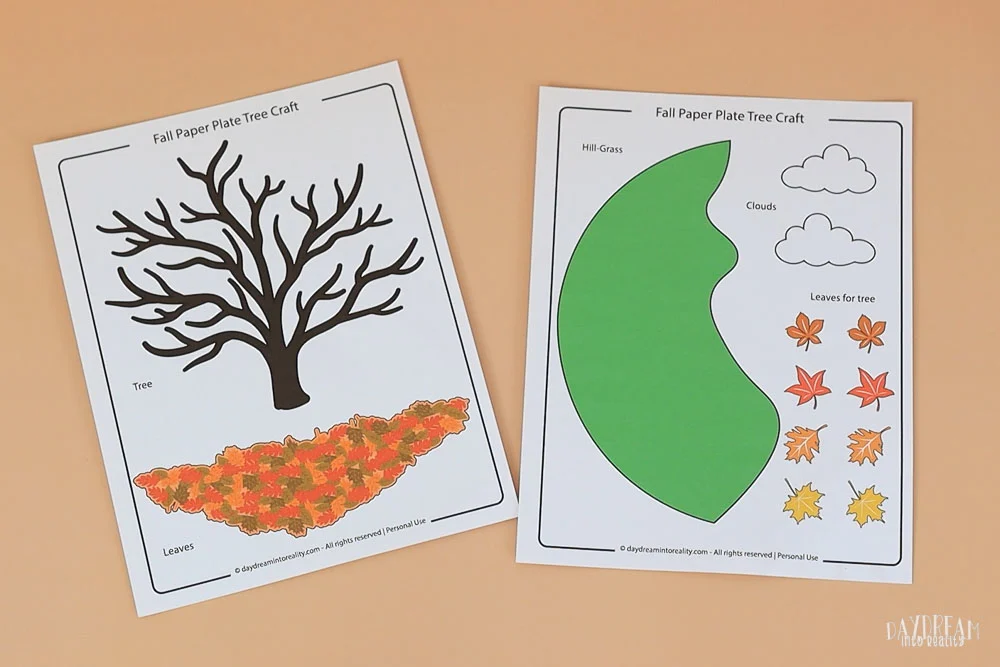 template for paper plate fall tree craft