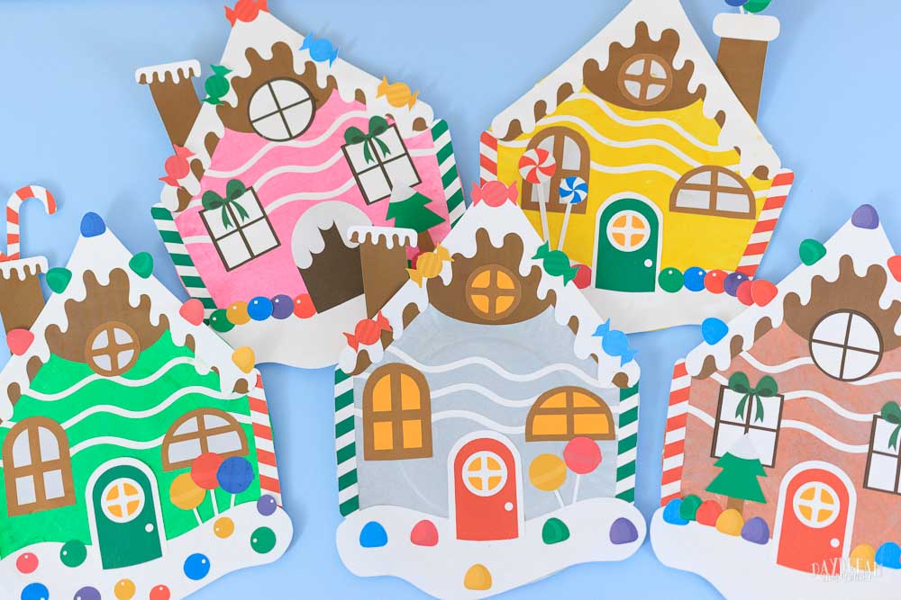 different paper plate gingerbread houses - Christmas craft for kids