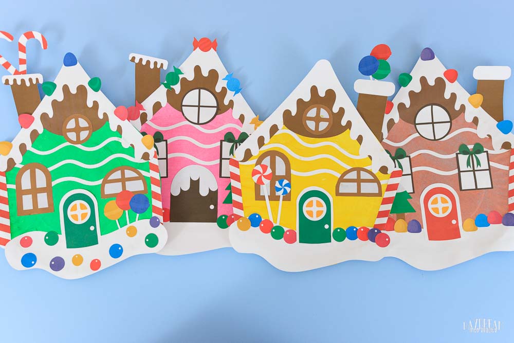 different paper plate gingerbread houses - Christmas craft for kids