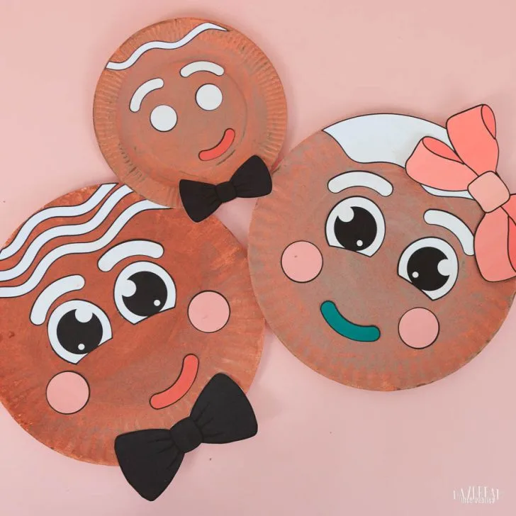 gingerbread man paper plate crafts for kids - featured image.