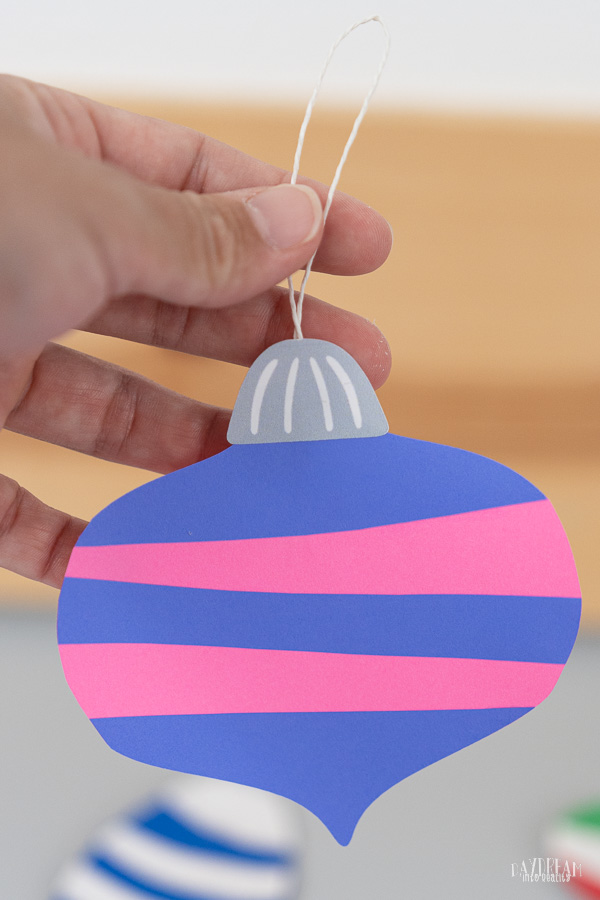 purple and pink Paper Christmas Ornament with grey top