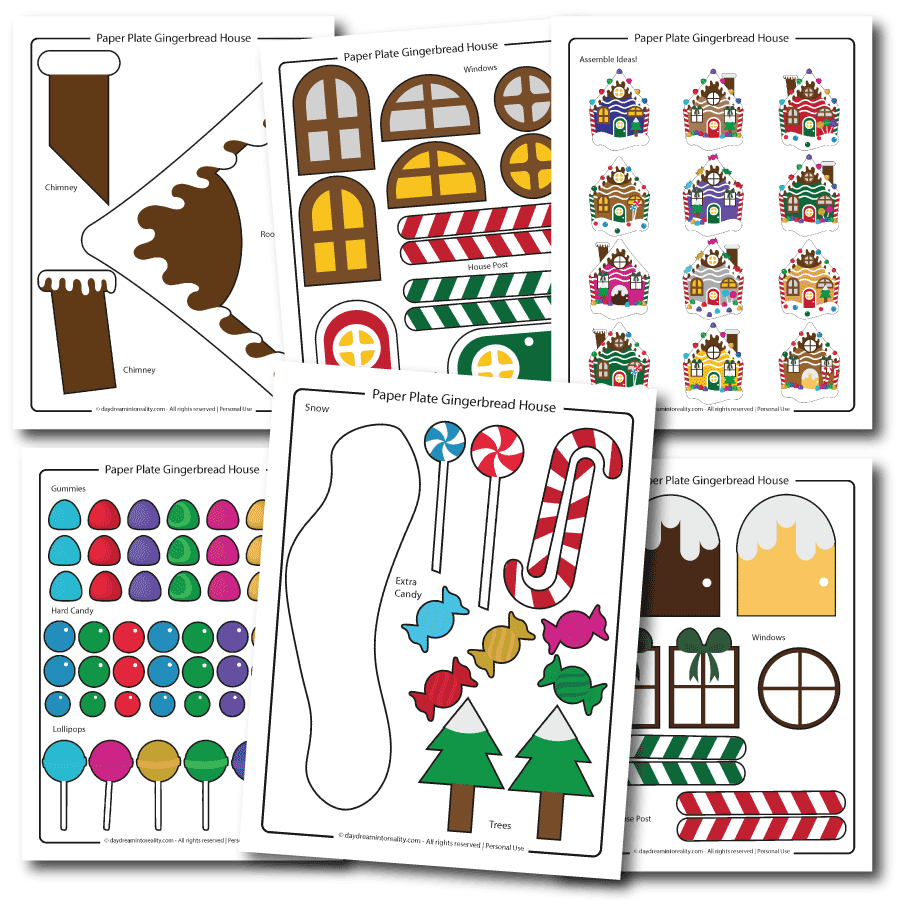 paper plate gingerbread house template in color