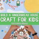 gingerbread house craft for kids with paper plate - Pinterest image