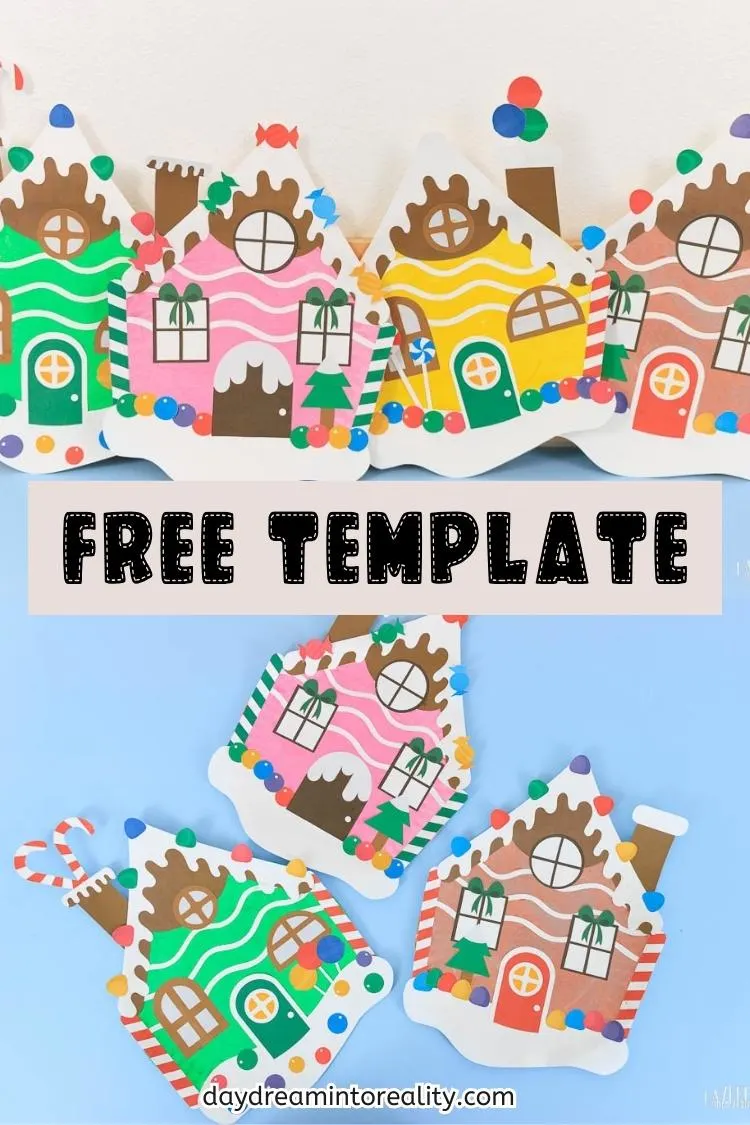 gingerbread house craft for kids with paper plate - Pinterest image