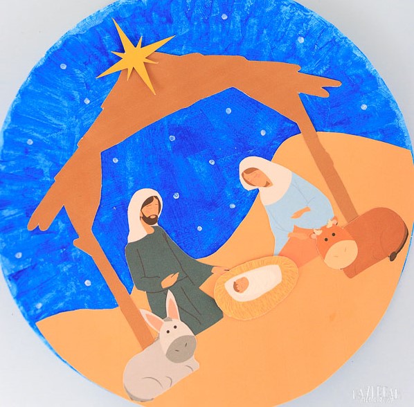 nativity paper plate craft - nativity manger scene for kids