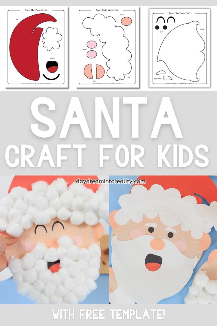 Paper plate Santa Craft for kids. Pinterest Image.