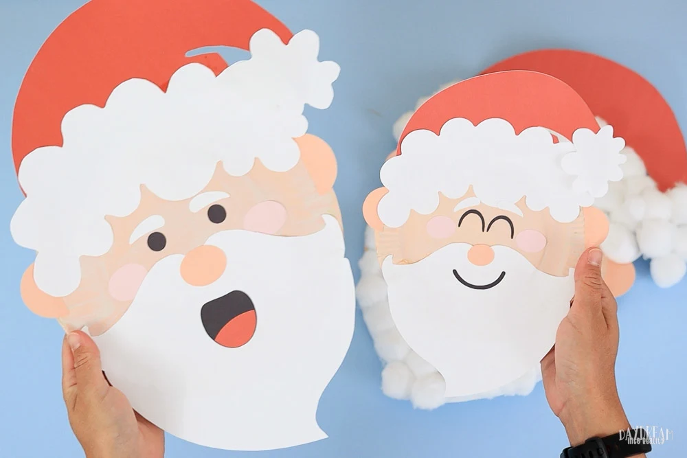 big and small paper plate Santa crafts