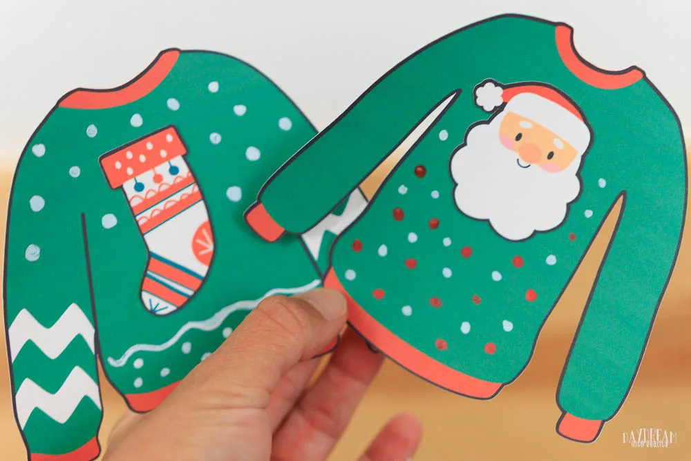 Paper ugly sweater crafts (Santa, Stocking)