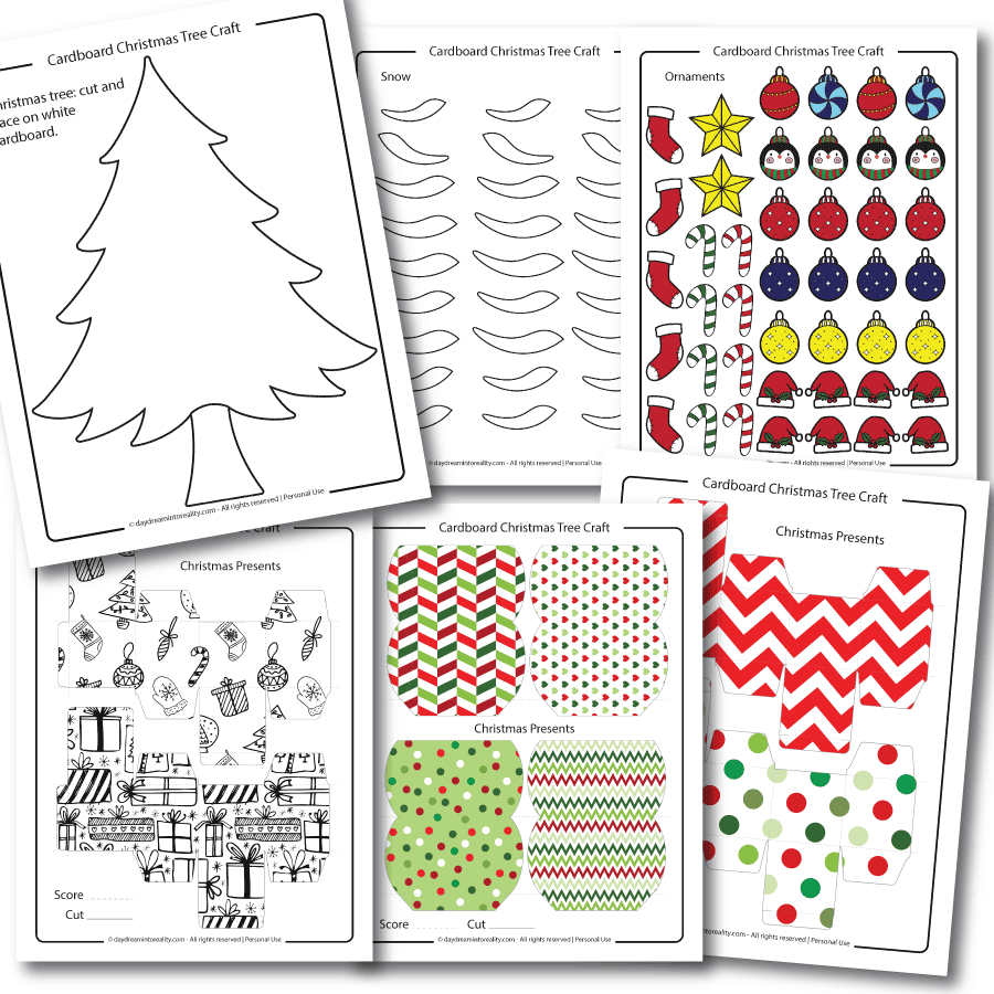 Free Printable Template Cardboard Christmas Tree Craft