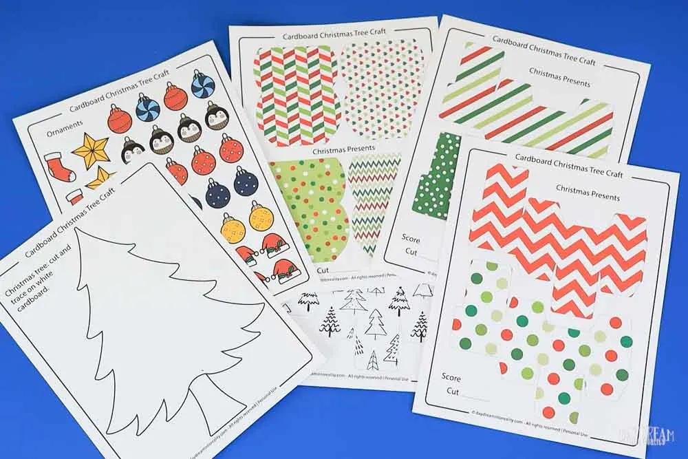 Printer Template for 3D Cardboard Christmas Tree Craft