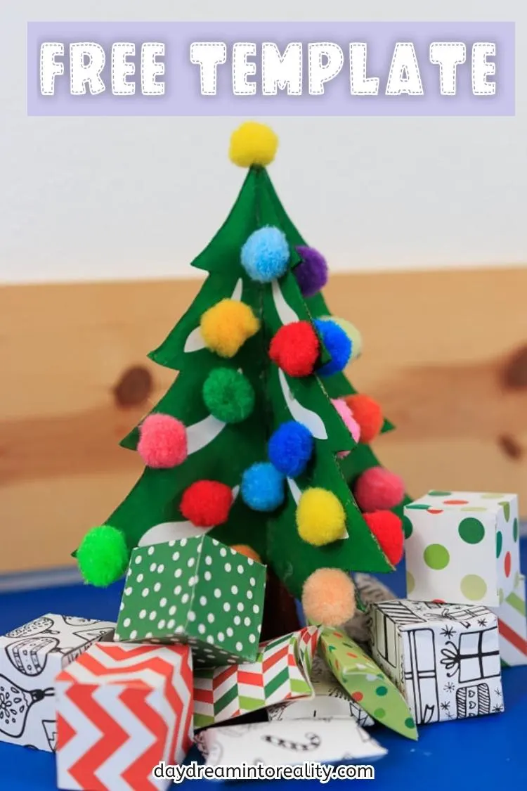 3D Cardboard Christmas Tree Craft for Kids - Pinterest Image