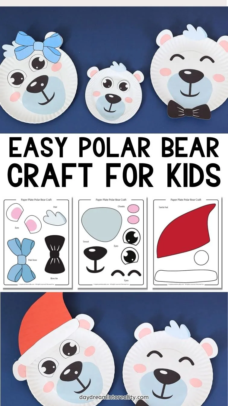 paper plate polar bear craft for kids - Pinterest image