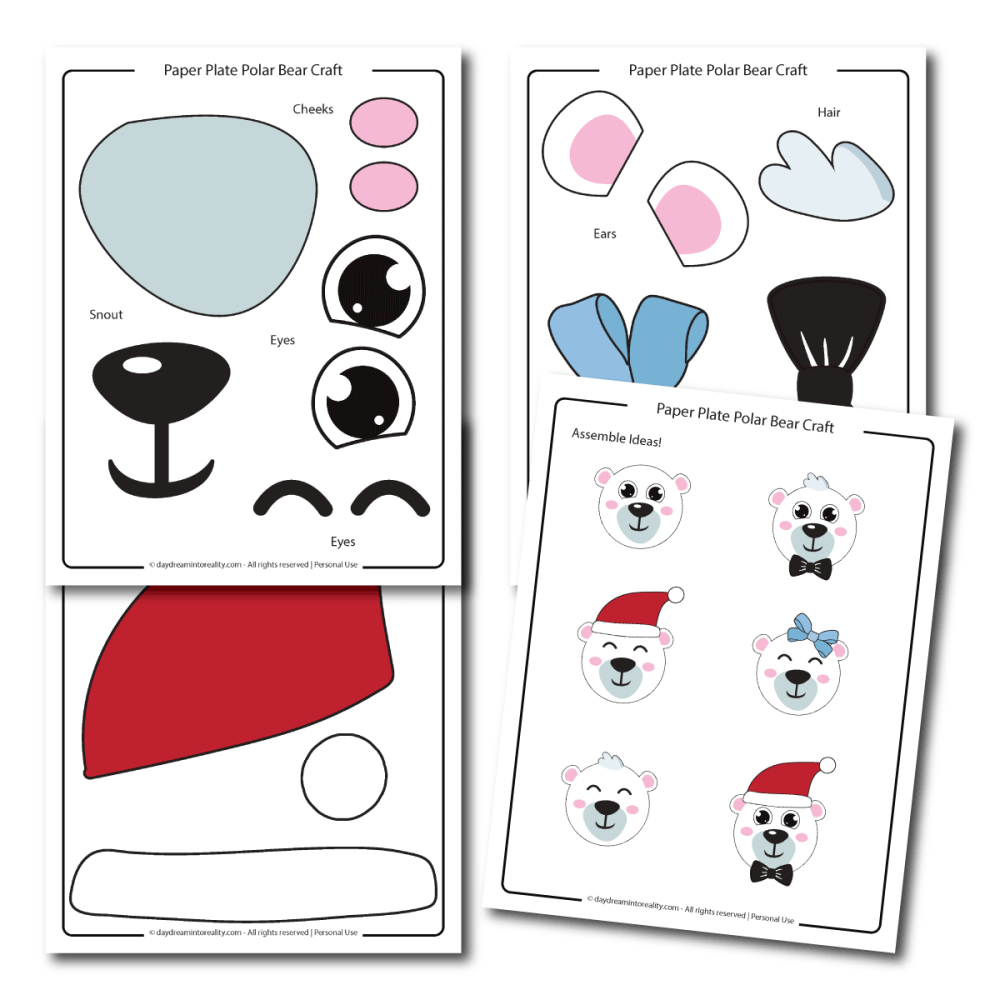 Paper Plate Polar Bear Craft Template Color - featured image