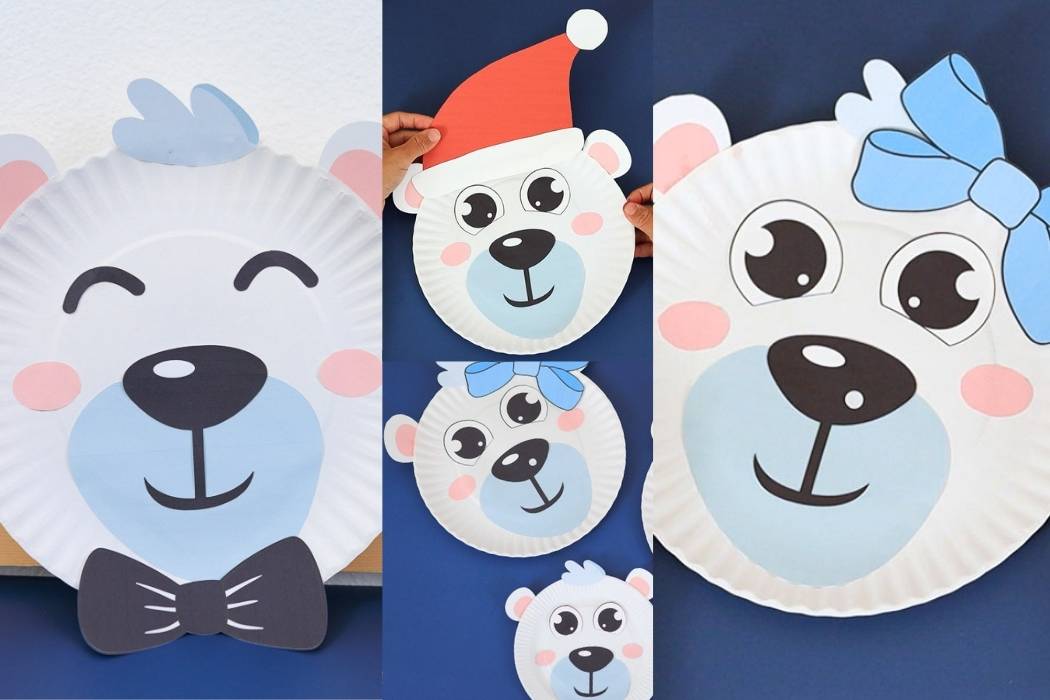 Paper Plate Polar Bear Craft for Kids - different ideas