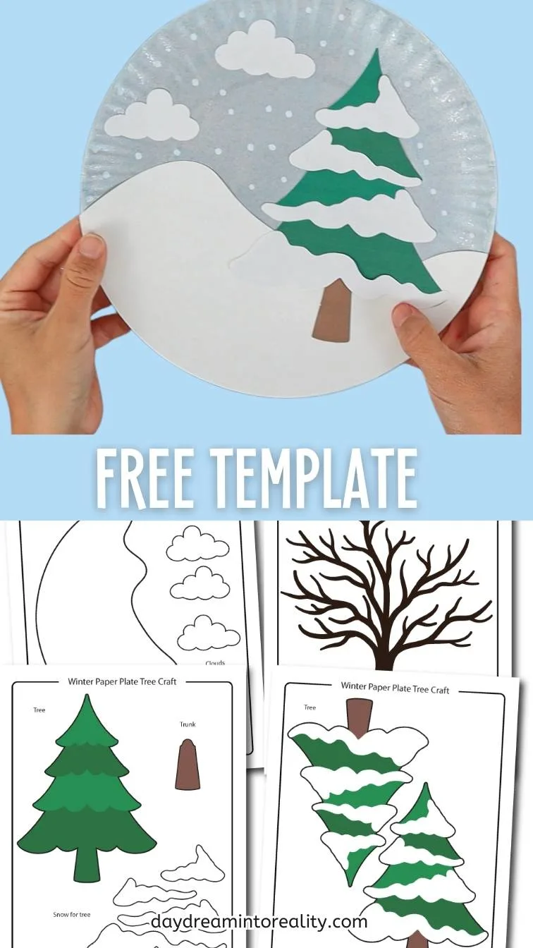 paper plate winter tree craft for kids - Pinterest image