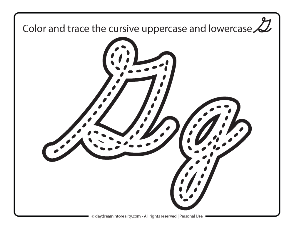 Letter G - Large trace uppercase and lowercase g in cursive