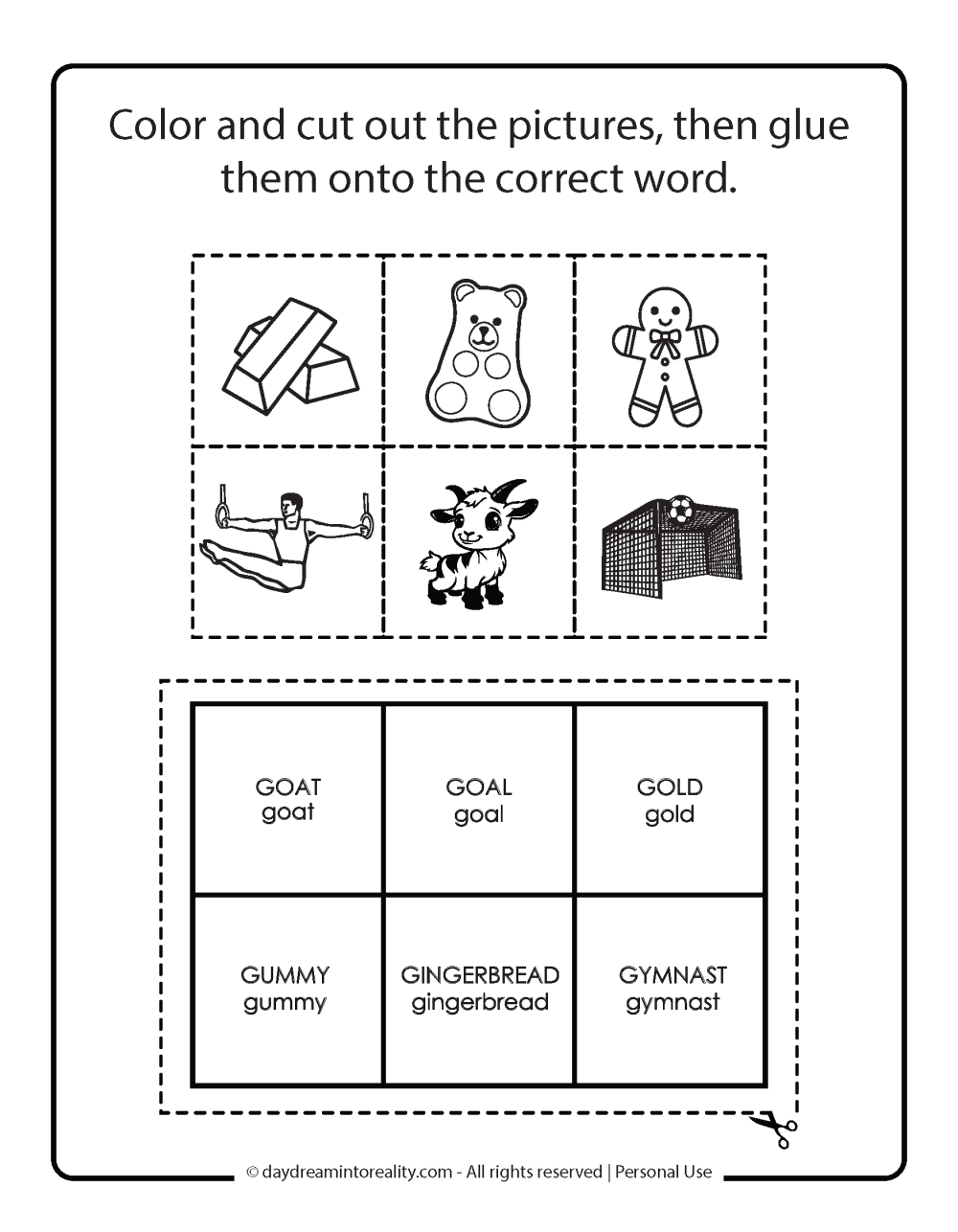 Letter G - glue and paste/memory game 1