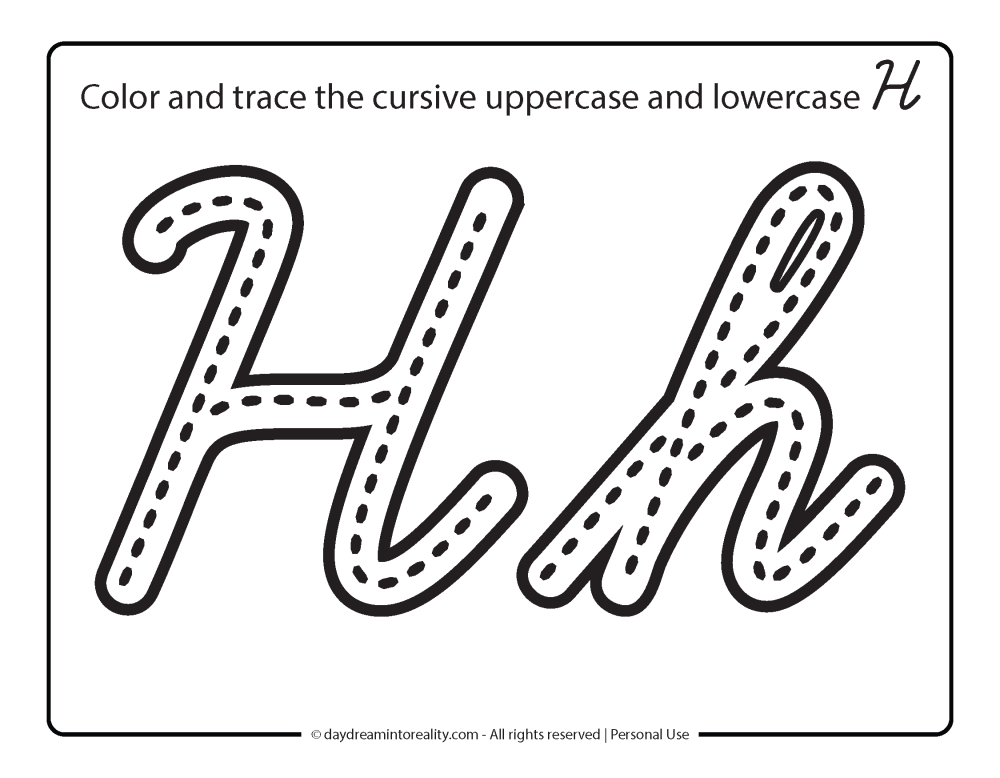 Letter H Free PDF Printable - letter tracing cursive