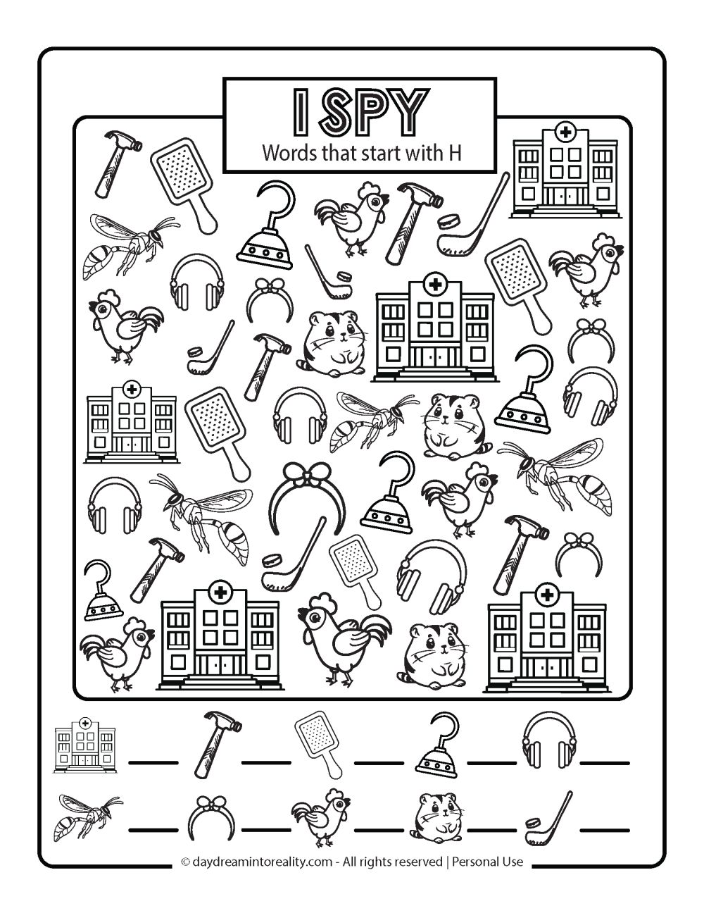 Letter H Free PDF Printable - I spy 1