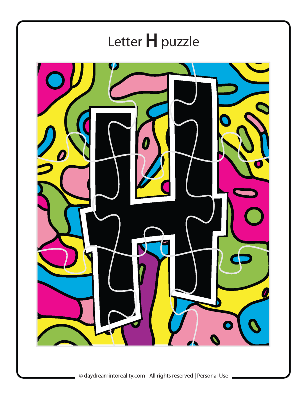 Letter H Free PDF Printable - uppercase puzzle